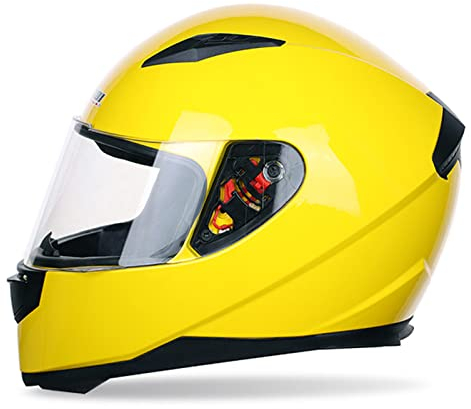 BaoFuStore Integralhelm Motorradhelm ECE/DOT Motorradhelme Rennhelm Abnehmbarer Innenliner Street Bike Helm Racing Casco Moto Helm Für Erwachsene,Jugendliche Männer Und Frauen,Gelb,L
