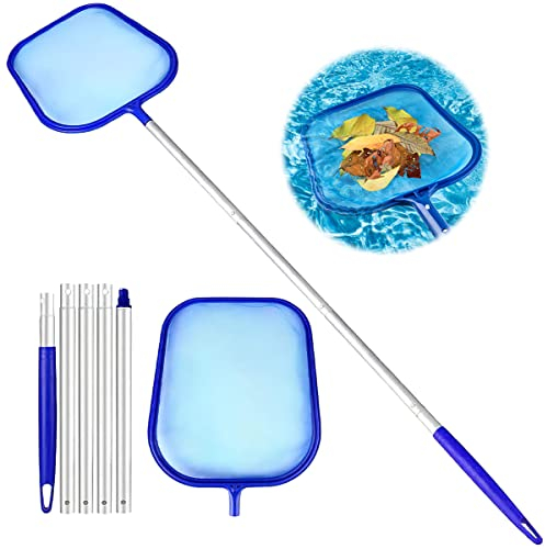 Hillylolly Épuisette Piscine avec Manche Télescopique, Epuisette de Surface Piscine, Épuisette Spa Maille Extra Fine, Filet de Nettoyage Piscine, Epuisette pour Bassin, Pool Net Leaf Skimmer