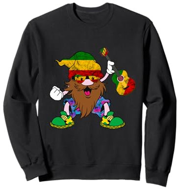 Rasta Reggae Music Guitar Gnome Rastafari Jamaican Hippie Sweatshirt