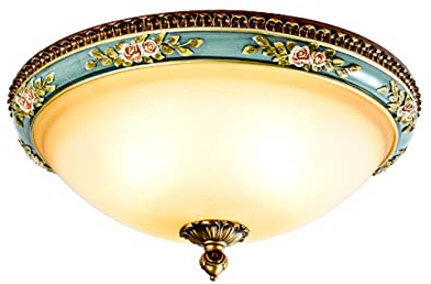 HKLY Klassisch Antik LED Deckenleuchte, Vintage Runde Deckenlampe, Harz Blumen Dekoration Und Glaslampenschirm 3 Farbtemperatur Deckenbeleuchtung Für Wohnzimmer, Schlafzimmer, Esszimmer, Küche, Ø29cm