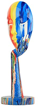 Bunte weibliche Gesichts-Kunst Statue Denker Dame Skulptur Abstrakte Figur Handwerk Dekoration Home Dekoration Modernes Büro Schlafzimmer Studie Studio Dekoration (Groß - 38.8 * 12.4 * 12.4cm)