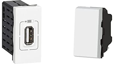 Legrand Mosaic USB Chargeur, Type-A, 1.5A, 7.5W, 1 Module, 230V ou 5V & Interrupteur Encastrable Simple ou Va-et-Vient si Associé à Un Second Interrupteur Easy-LED Mosaic 10A - 45x22,5x24mm - Blanc