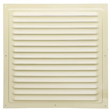 Rejilla de ventilación metálica de 30 x 30 cm, montaje interior y exterior, con protección contra insectos, robusta, resistente a la intemperie (30 x 30 cm, beige)