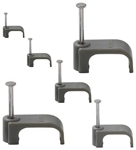 KafTon 25 Pack Flat Cable Clips Grey Single Twin and Earth Flat Cable Clip (2.5mm (Twin))