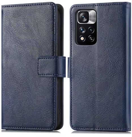 iMoshion Bookcase Hülle kompatibel mit Xiaomi Redmi Note 11 Pro– Luxuriöse Handyhülle – Handytasche in Dunkelblau [Mit Ständer, Platz für 3 Karten, Magnetverschluss]