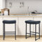 ALPHA HOME Modern Barhocker 2er Set Barstühle Ohne Lehne Barstuhl Thekenhocker Rückenfreier Sitzhocker mit Fußstütze 61cm Sitzhöhe aus PU Leather für Theke/Esszimmer/Café/Kücheninsel/Bar, Schwarz