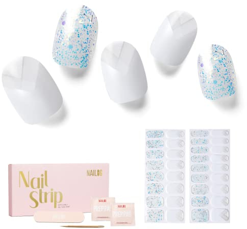 NAILOG Nagelfolie UV Härtend, 34 Stück UV Nagelfolie,Nagelsticker selbstklebend in Salonqualität, Lang Anhaltende Soft Gel Finish Nagelfolien Maniküre für Frauen, Quartz