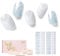 NAILOG Semi Cured Gel Nail Strips, 34 pcs Salon-Quality Gel Nail Stickers, Long Lasting Nail Wraps for Women with Soft Gel Finish, White French Tip, Silver Glitter, Quartz