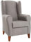 Genérico Butaca sillón orejero tapizado Tela Antimanchas - Patas Madera Maciza Color Cerezo (Gris Claro)