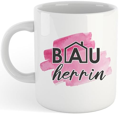 yvolve - Bauherrin - Tasse aus Keramik mit schönem Spruch rundum bedruckt mit Verpackung - Spülmaschinenfest