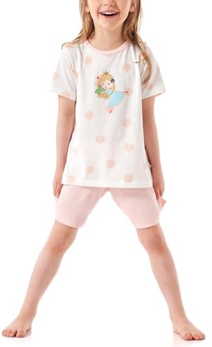 Schiesser Mädchen Schlafanzug Set Pyjama kurz-100% Organic Bio Baumwolle-Größe 140 Pyjamaset, Off-White_181036, 92
