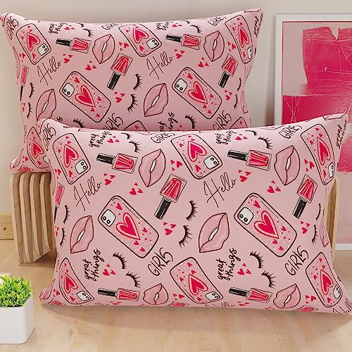 PETTI Artigiani Italiani - Coppia di Federe Cuscino 50x80 cm in Microfibra, Cuscini Arredo Camera da Letto, Divano, Salotto, Set 2 Fodere Copricuscino, Federa Lipstick Rosa, 100% Made in Italy
