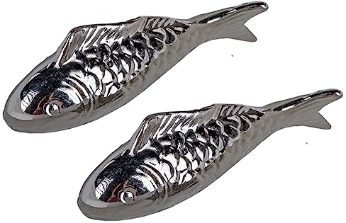 2er Schwimmtier Fisch Silber | Figur Gartenteich Gartenfigur Gartendeko | 6x15 cm
