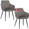 Albatros Esszimmerstühle 2er Set SALO, Grau - Modern und Stilvoll, bequemer Polsterstuhl - Eleganter Küchenstuhl, Stuhl Esszimmer oder Esstisch Stuhl im Retro-Look Samt