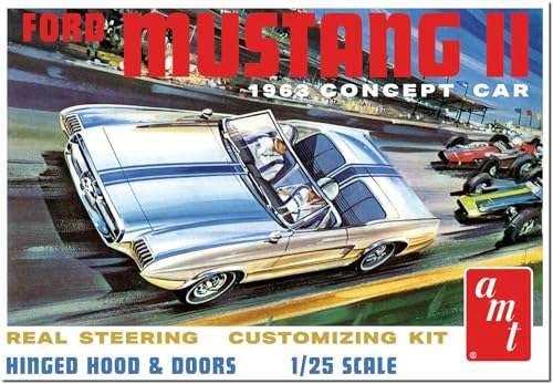 AMT - 1/25 1963 Ford Mustang II Concept Car - Plastikmodellbausatz, Weiss/Opulenter Garten