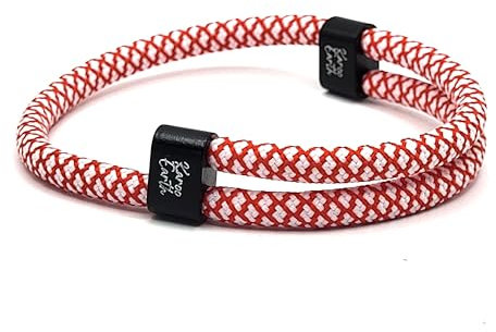 KAROO EARTH JEWELLERY Unisex Rope Bracelet | Adjustable Paracord Durable Waterproof | Nautical Braided Surfer (Red & White)