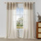 MYSKY HOME Gardinen mit Ösen Leinenoptik Vorhang Kinderzimmer Gardine Halbtransparent Vorhänge Boho Moderner Natürlicher Blattmuster 2er Set H 260 x B 140 cm Geeignet für Wohnzimmer, Braun