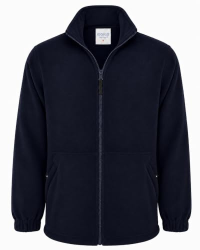 IQONEQ Classic Full Zip Fleece Jacket - Ideal for Sports, Work and Leisure (UK, Alpha, XL, Regular, Regular, NAVY)