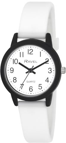 Ravel - Silikon-Damen-Armbanduhr Sommer in Schwarz (30mm Uhrengehäuse) - Analog Quarz - R1813.4 - Weiß