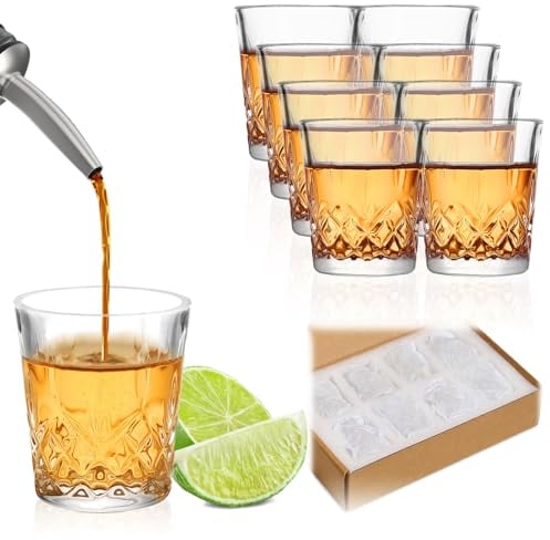 Gucass 5cl Schnapsgläser, Spülmaschinenfest| Bleifreies Glas| 8 Stück Shotgläser mit schwerem boden
