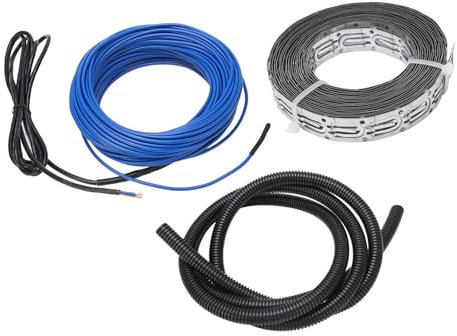 Underfloor Heating Cable Kit, 15W/m Output Power Easy Installation Roof Heating Cable Alloy Resistance Wire Durable Construction 20m Length for Basements (Cosikife57pmbcr6-12)