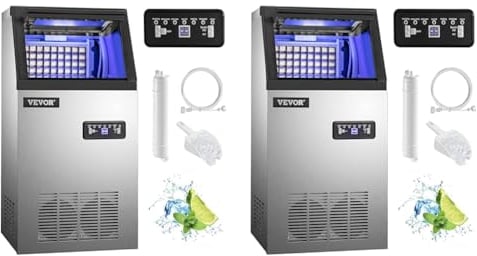 VEVOR Commercial Food Grade Ice Cube Machine 68 kg/24h, multifunktionale Eiswürfelmaschine aus Edelstahl 280 Watt Intelligentes LCD-Bedienfeld, für Café, Bar etc. (Packung mit 2)
