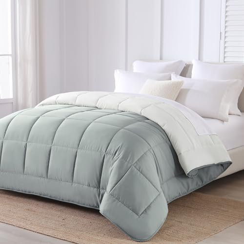 HOMEYA - Edredón de Fibra 170 gr/m2 - Edredón Relleno Nórdica Reversible de Dos Colores Cama 105, 165 x 220 cm - Suave, Transpirable, Ligera, 100% Poliérster, Gris Claro y Oscuro
