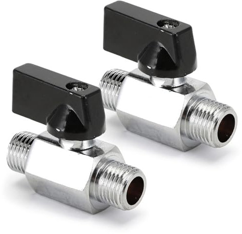 2 Stück Kugelhähne, 1/2 Zoll AG x AG Kugelventile, Mini Kugelhahn Absperrhahn, BSP Außengewinde x Innengewinde, Messing Absperrschalter Mit Griff, Ballonhahnschalter (DN15)