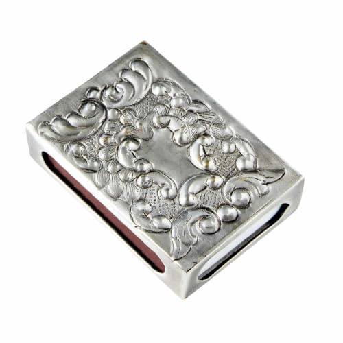 Loberon Etui für Streichholzschachtel Lytham, antiksilber | Handgefertigtes Messing, Ornamente in 3D-Optik, Pure Nostalgie