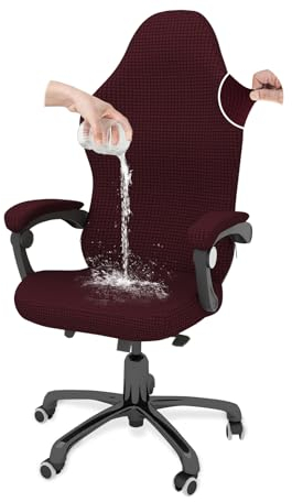 LIFEDX Gaming Chair Covers Slipcovers Office Chair Cover Waterproof Stretchable, Stretch Computer Chair Cover with 1 Pair Armrest Cover Ergonomic Rotating Desk Chair Cover Non-Slip Removable-Red