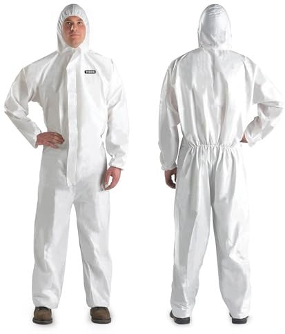 YIBER Combinaison jetable Hazmat Suit | Combinaison de protection intégrale en 7 tailles avec plusieurs spécifications et matériau PPSB robuste et film PE | Sans danger pour d'innombrables