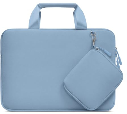 MOSISO 360 Laptoptasche 13,3 Zoll, 13,3-14 Zoll Neopren Laptop Tasche Hülle | Kompatibel mit MacBook Pro 14 M5 M4 M3 M2 M1, Laptop Tragetasche mit Abnehmbarer Kleine Etui, Pastell Blau