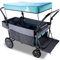 TOPWELL Folding Handcart Trolley, Folding Camping Wagon with Canopy & 2 Seats, Collapsible Beach Cart Foldable for Outdoor Garden Picnic Shopping 265LBS Capacity (Turquoise/Grey)