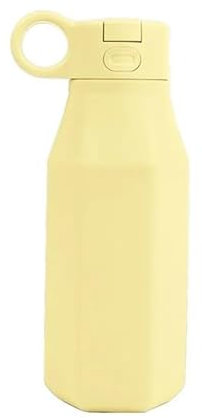 silicone Kids Water Bottles | Squeeze-Ease with Straw & Flip Lid | School, Travel, Sports | Leak-Proof, Dishwasher Safe, Food Grade Silicone |Toddlers 340ml (Pastel Yellow)