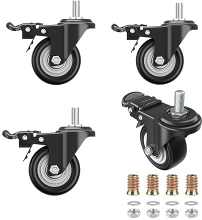 4 Piezas Ruedas Cuna Tornillo M10 X 50mm Ruedas Muebles Rotación De 360 Grados Ruedas Para Muebles Pesados Silencioso Ruedas Con Freno Para Electrodomésticos y Muebles