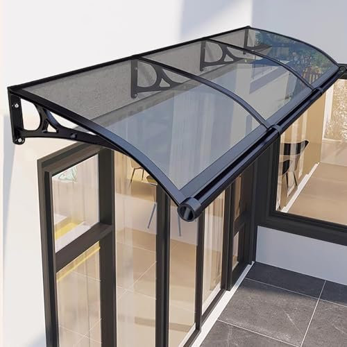 Vordach für Haustür, Vordach Haustür Überdachung, Haustürvordach Fenstermarkise, Uv-Schutz Vor Regen und Schnee Türdach Überdachung, für Tü Terrasse Balkon-Rauchgrau-120x200cm