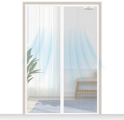 SCREEN DOOR Zanzariera Magnetica per Porta 140x260cm | Zanzariera di Alta Qualità, Protezione Insetti, Facile da Montare – Bianco