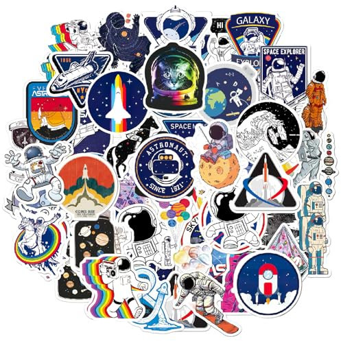 Original Space Explorer Aufkleber-Set | 50 Stück Galaxy Vinyl-Sticker – Wasserfest & UV-beständig für Auto, Laptop, Skateboard & DIY-Projekte (Space A)