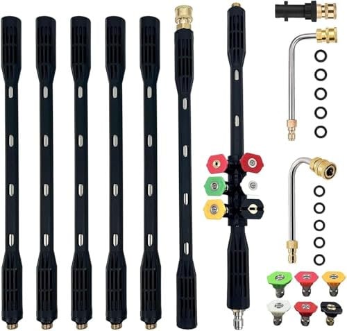 10 Stück Hochdruckreiniger-Verlängerungsstab mit Karcher-Adapter, kompatibel für Karcher K-Serie K2-7, 4000PSI Dachrinnenreinigungswerkzeug-Verlängerungslanze, 1/4 Zoll Schnellanschluss