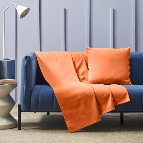 HABITA 33 HOME Granfoulard Copridivano, Copriletto Matrimoniale Primaverile, Telo Copridivano 250x280 Cm, Copri Divano Leggero, Telo Estivo (Arancio Sorrento)