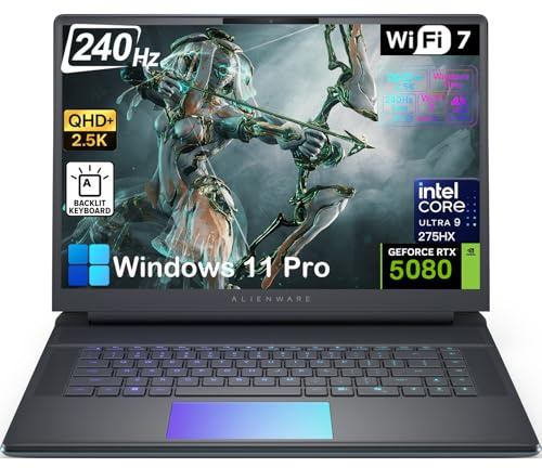 Alienware 16 Area 51 Gaming Laptop - NVIDIA RTX 5080 16GB GDDR7 • Intel Ultra 9 275HX CPU • 16 Zoll QHD+ 240Hz 500 nit Display • WiFi 7 • Win 11 Pro & Office Lizenz • AlienFX RGB KB (64GB DDR5 | 1 TB