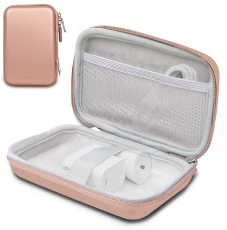 PureGear Travel Organizer Pouch, Electronic Accessories Carry Case, All-in-One Storage Bag for Chargers, Cables, Power Banks, Earbuds and More, Perfect for Travel and On-the-Go (Rose Gold)