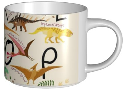 GSGCSBYMLG Stylish Learning Alphabets with Dinosaurs Printed Large-Capacity Ceramic Mugs Ceramic Coffee Cup