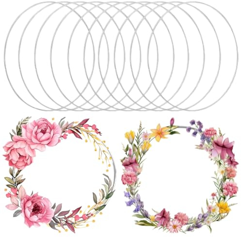 10 Stück Metallringe, 12cm Metallringe zum Basteln, Ringe zum Basteln | Drahtringe zum Bastelns, Metallring für Traumfängerkreis, Metall Ringe Hoops, Dekoringe zum Hängen, für Traum Fänger