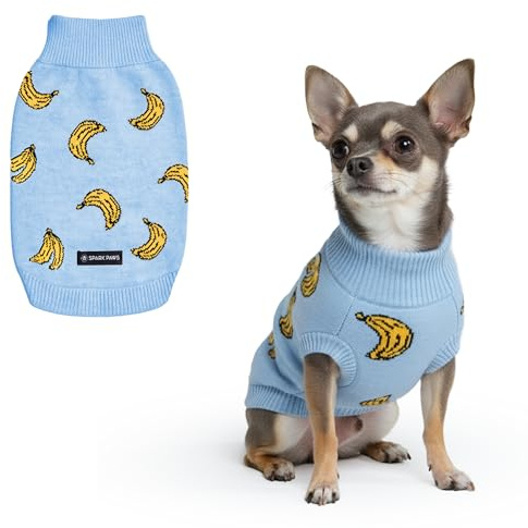 Spark Paws Knit Dog Sweater for Small Medium & Large Dogs – Warm Knitted Winter Turtleneck Pullover for Cold Weather, (Banana,M)
