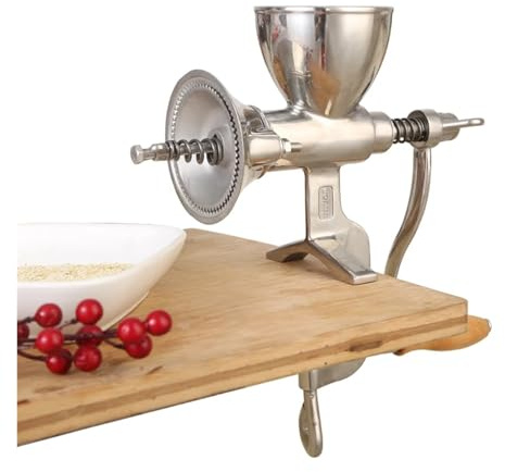 Hand-Operated 304 Stainless Steel Grinder Household Manual Whole Grain Grind Mill Pepper Powder Grinding Machine for Corn, Herbs, Wheat (L)