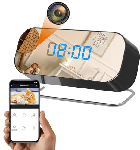 heygocam Security Camera, WiFi Hidden Spy Camera Clock, 1080P Nanny Cam with Night Vision, Remote Viewing, Motion Detection for Indoor Surveillance