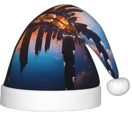 BLWSLC Dubai Sidewinder Tower Bedruckte Kinder Weihnachtsmütze Festliche Weihnachtsmütze Geeignet für Neujahrsfeiertage Partys und Winterkleidung im Freien