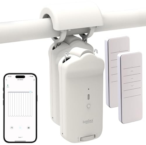 Luminea Home Control motori smart per tende: Set di 2. Motore universale per tende intelligente 3in1., Batteria Li-Ion da 5.200 mAh, Bluetooth (apri automatico, motore compatibile Tuya)