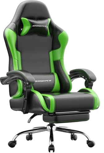 Nexthra Gaming Stuhl Bürostuhl Gaming Sessel mit höhenverstellbaren Linkage-Armlehnen, ergonomischer Gamer Stuhl mit Fußstütze, gepolstert Gaming Chair 150° neigbar bis 180 kg, Grün